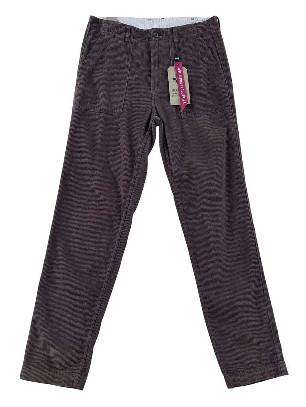 NEW Alpha Industries Corduroy Fatigue Pant Chocolate 32/32 Regular Fit Low Waist